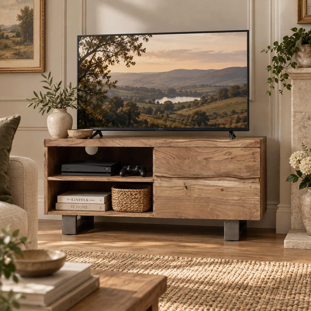 Thornmere Small TV Unit – Live Edge Acacia Wood