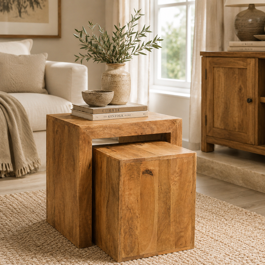 Amrai Cubed Nest of 2 Tables – Light Mango