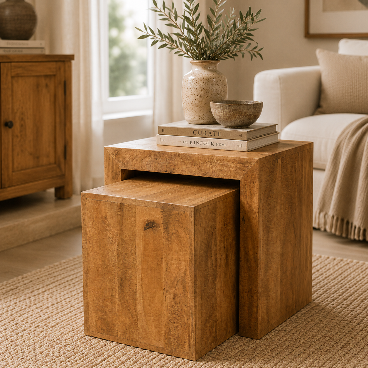 Amrai Cubed Nest of 2 Tables – Light Mango