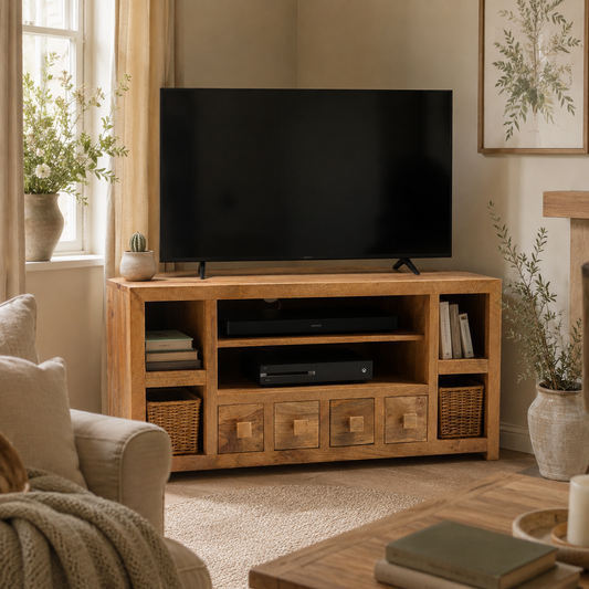 Amrai Corner TV Unit – Light Mango