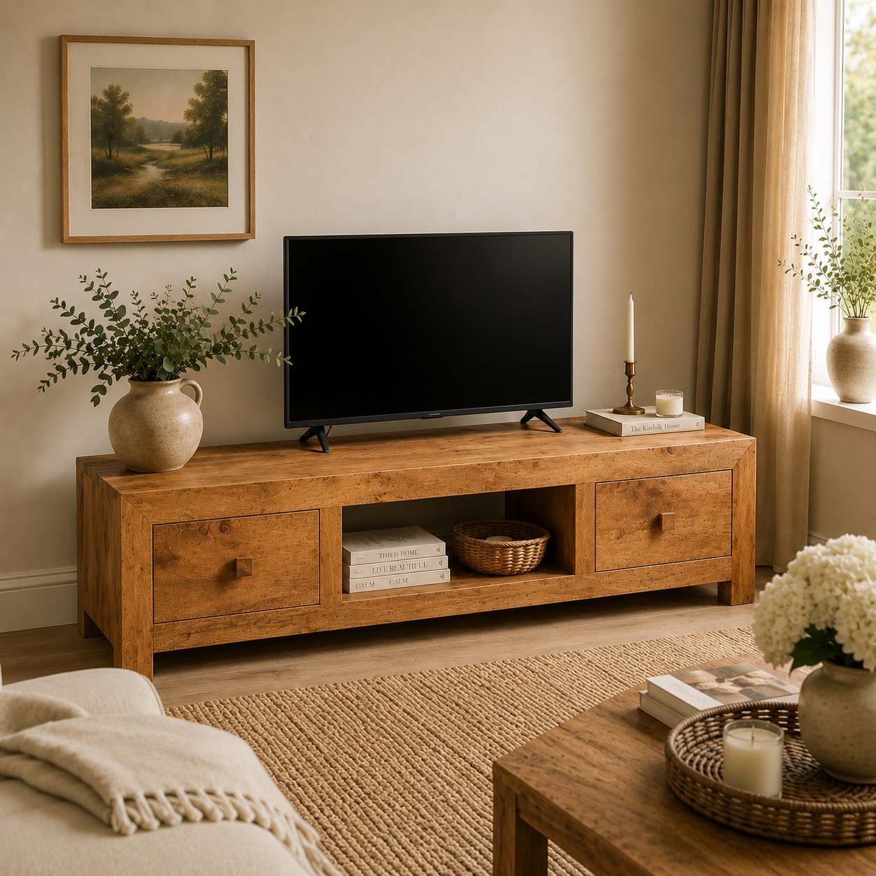 Amrai Wide Screen TV Unit – Light Mango