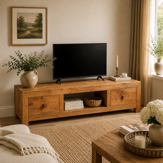 Amrai Wide Screen TV Unit – Light Mango