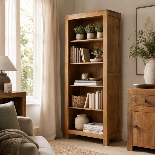 Amrai Large Open Bookcase – Light Mango