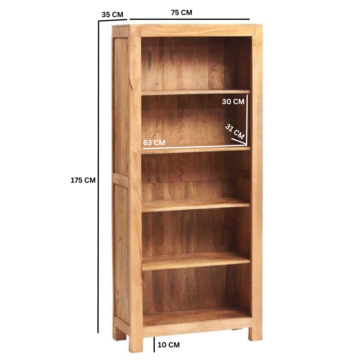 Amrai Large Open Bookcase – Light Mango