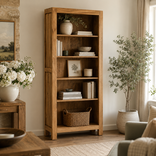 Amrai Large Open Bookcase – Light Mango