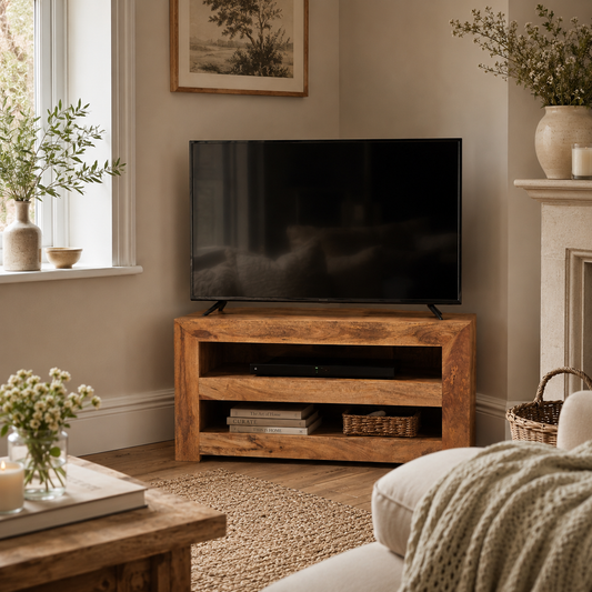 Amrai Open Corner TV Unit – Light Mango