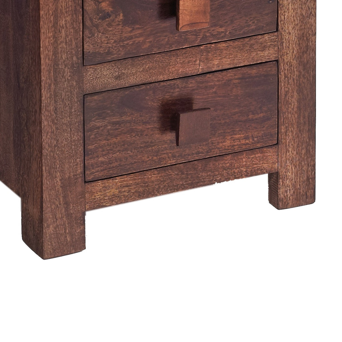 Amrai 3 Drawer Bedside Table – Dark Mango Wood