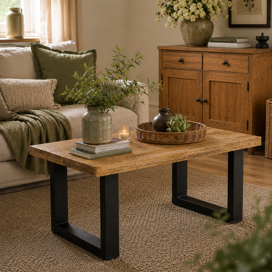 Sundara Coffee Table – Solid Mango Wood and Metal