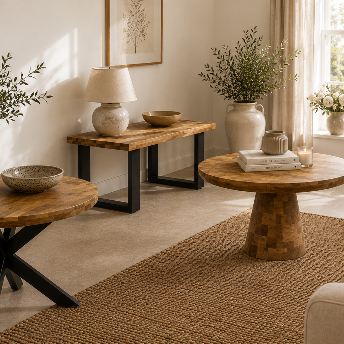Sundara Coffee Table – Solid Mango Wood and Metal
