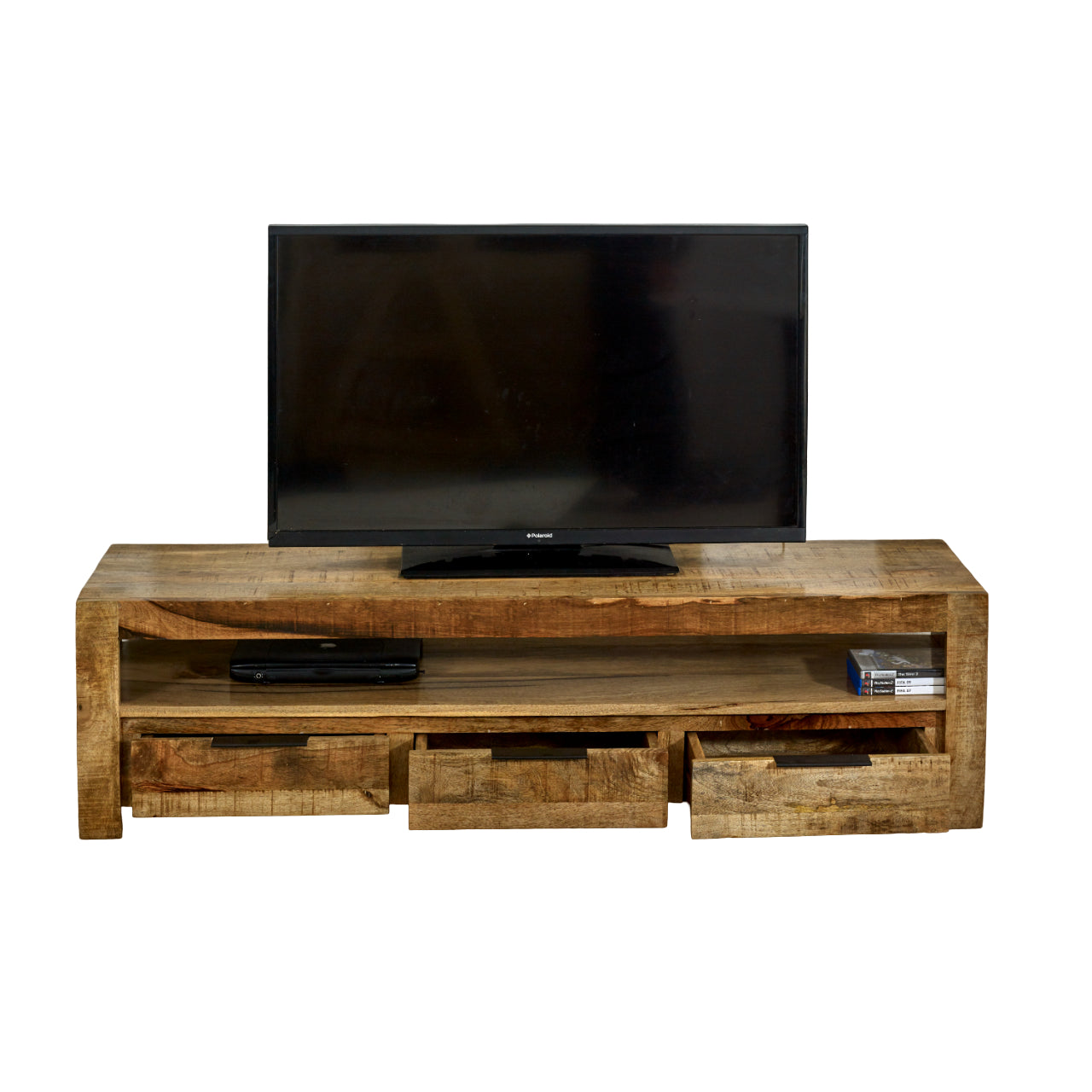 Sundara Large TV Unit with 3 Drawers – Light Mango Wood