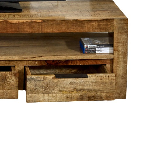 Sundara Large TV Unit with 3 Drawers – Light Mango Wood