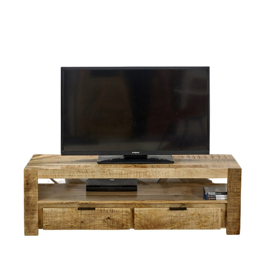Sundara TV Stand with 2 Drawers – Solid Mango Wood