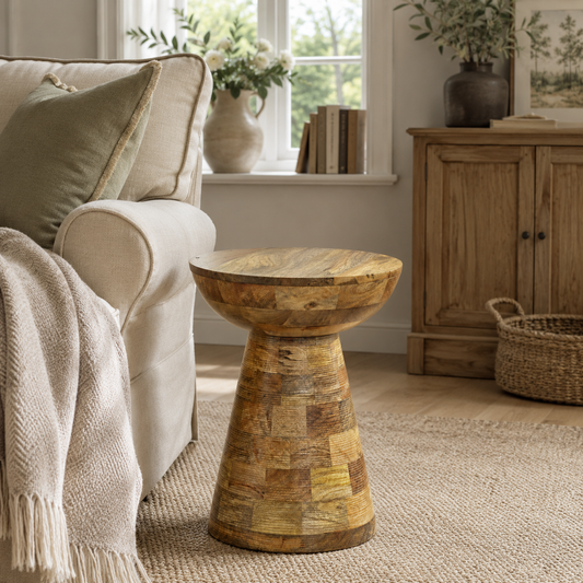 Sundara Mushroom Side Table – Solid Mango Wood