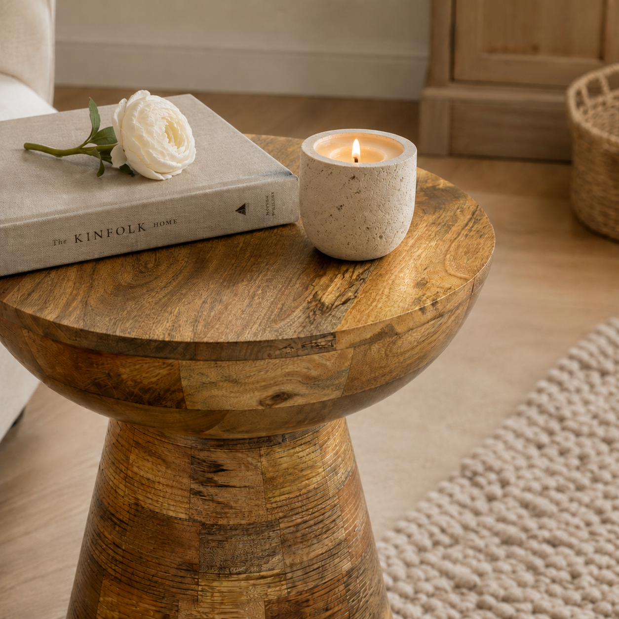 Sundara Mushroom Side Table – Solid Mango Wood