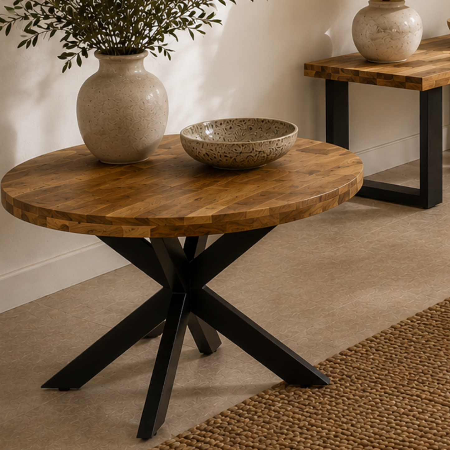 Sundara Coffee Table with Spider Legs – Solid Mango Wood