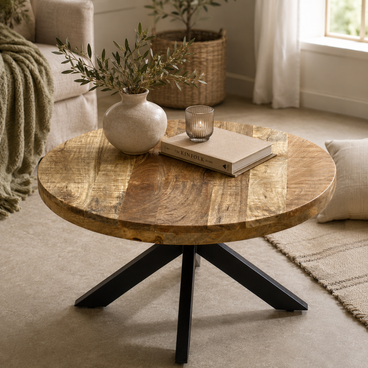 Sundara Coffee Table with Spider Legs – Solid Mango Wood