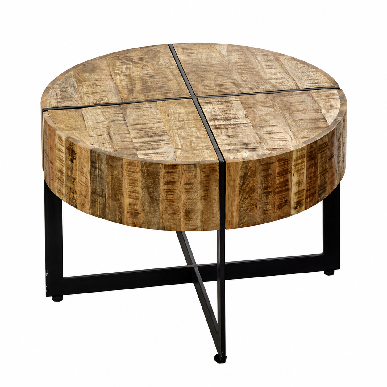 Sundara Coffee Table with Inlaid Metal Legs – Solid Mango Wood