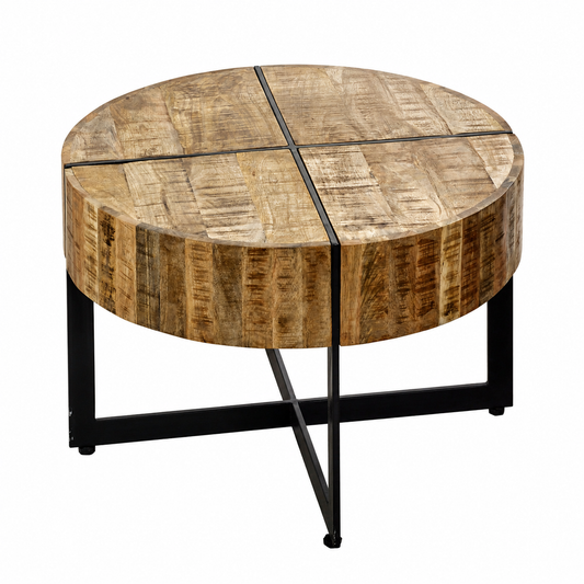 Sundara Coffee Table with Inlaid Metal Legs – Solid Mango Wood