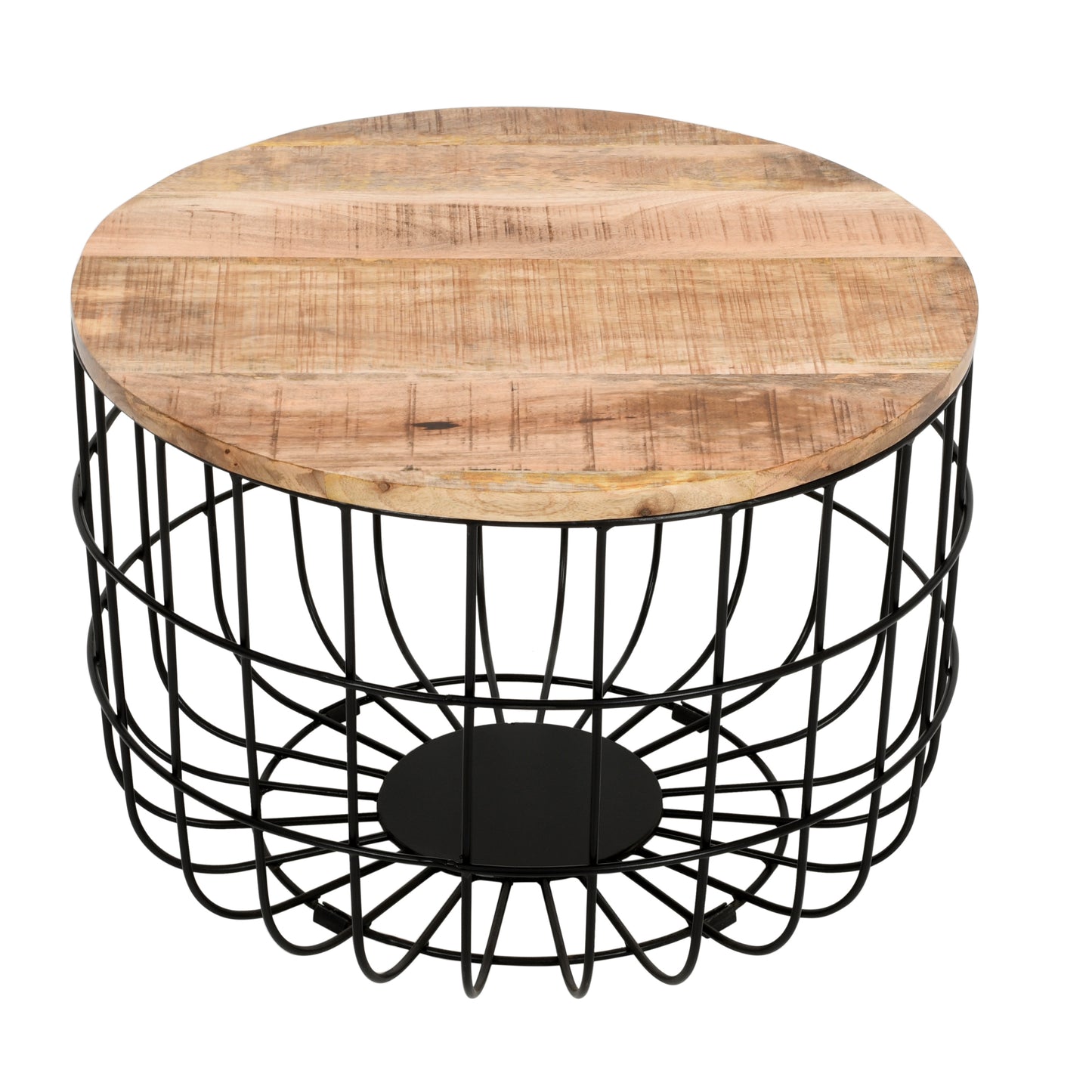 Sundara Wire Basket Coffee Table – Solid Mango Wood