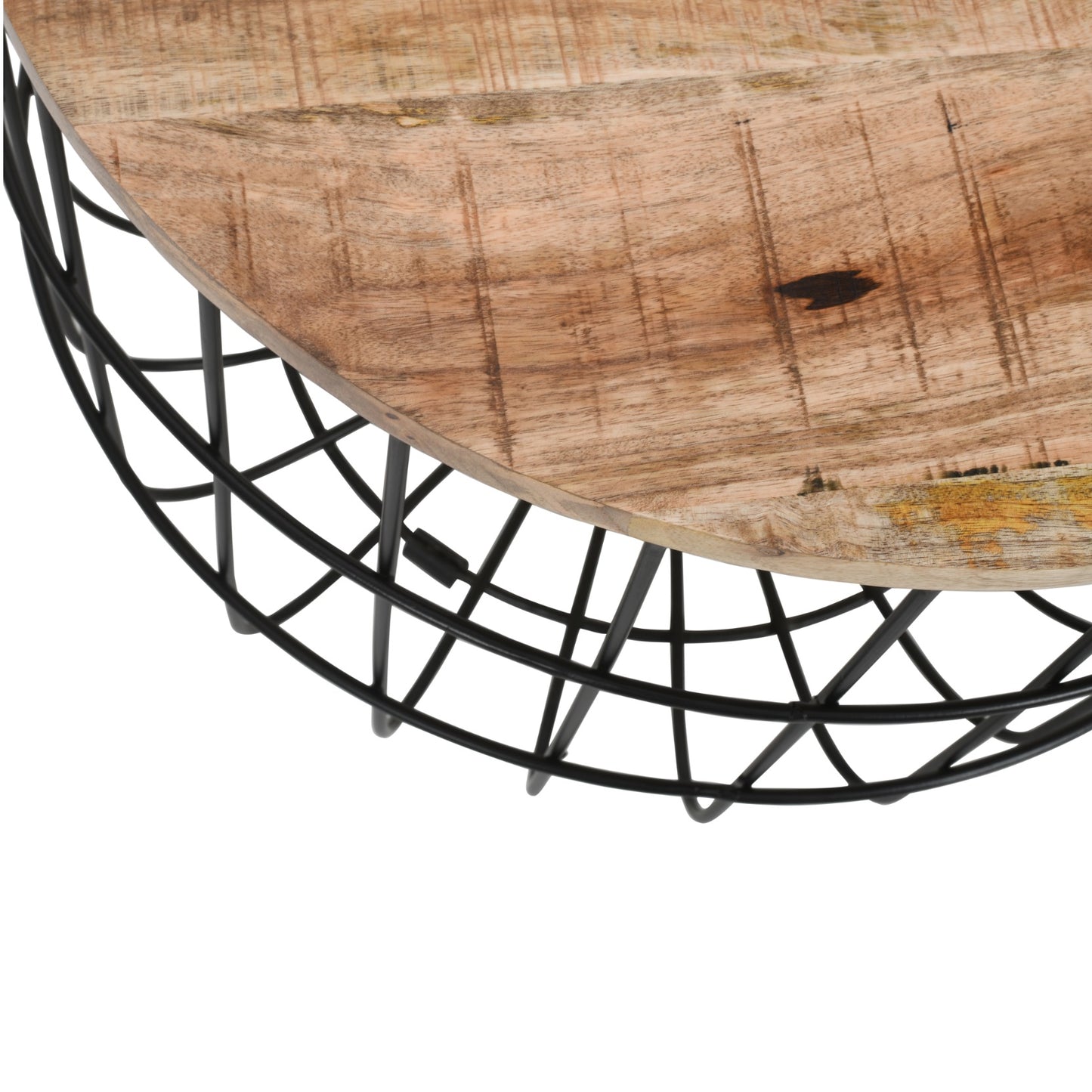 Sundara Wire Basket Coffee Table – Solid Mango Wood