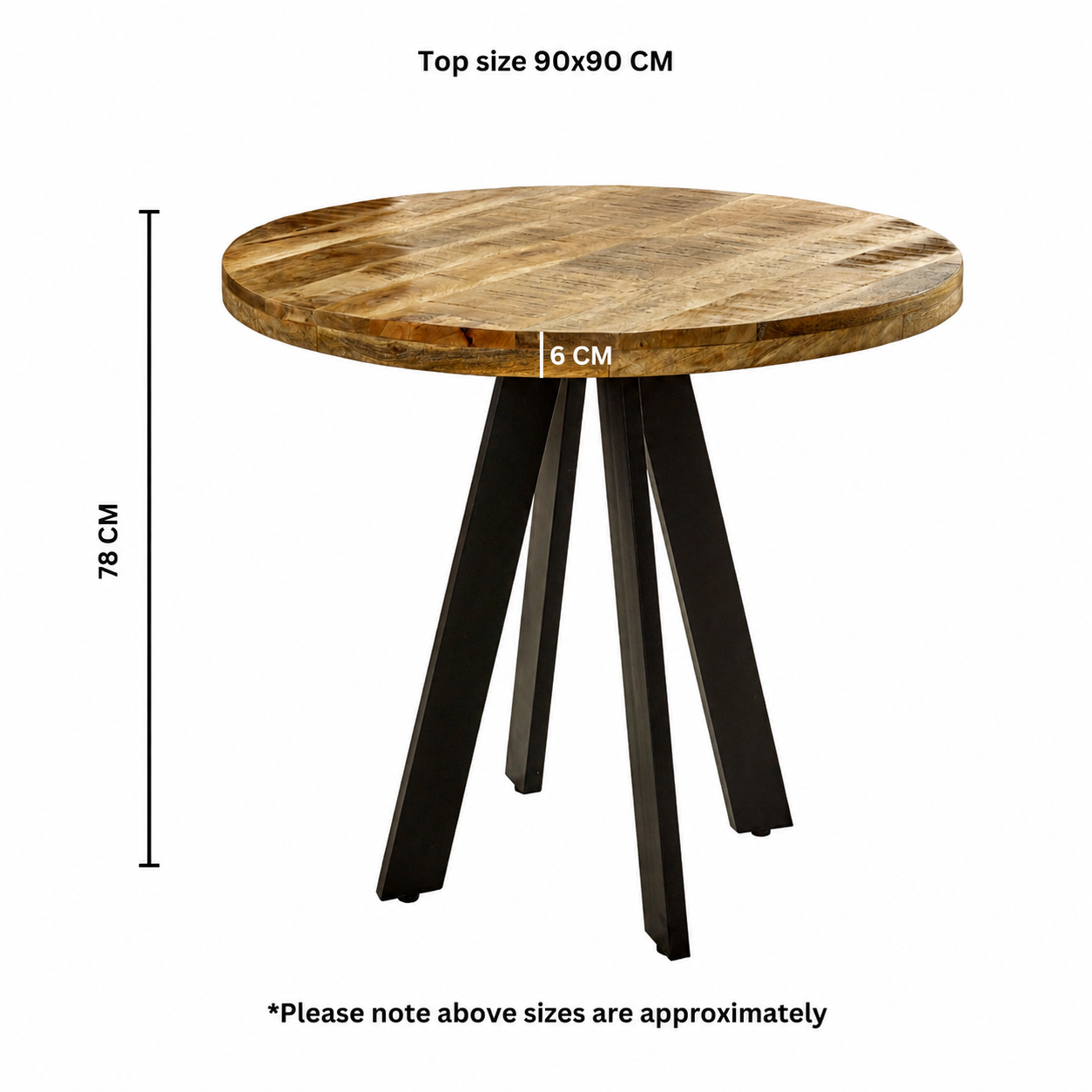 Sundara Round Dining Table 4 Seater – Solid Mango Wood