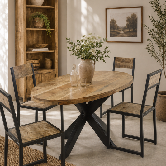 Sundara Oval Dining Table 6–8 Seater – Solid Mango Wood