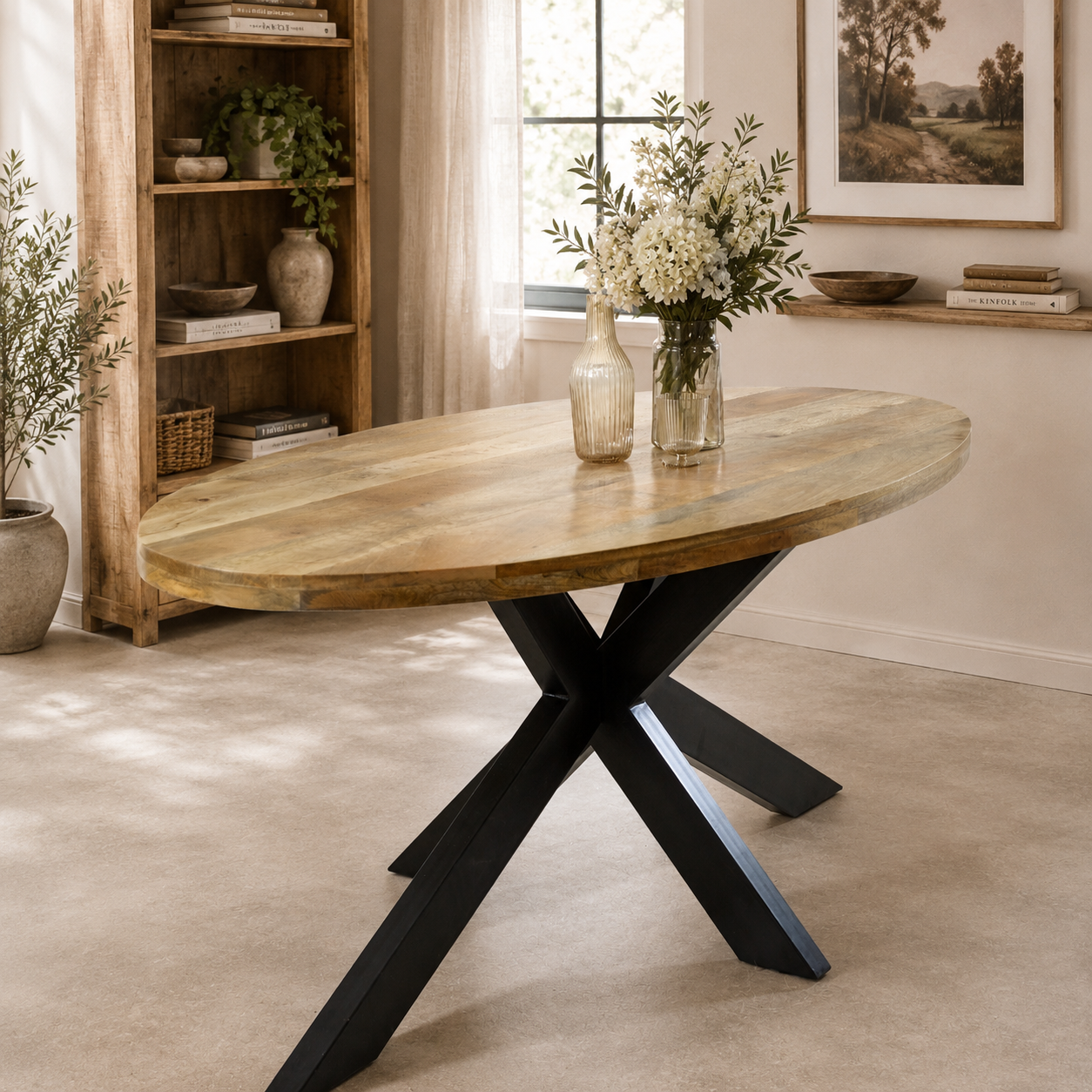 Sundara Oval Dining Table 6–8 Seater – Solid Mango Wood