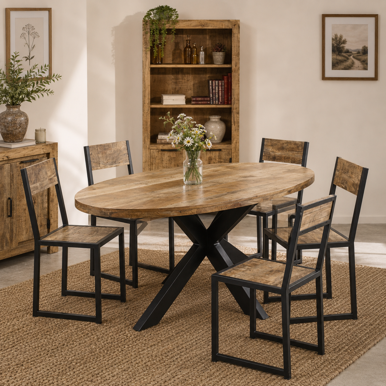 Sundara Oval Dining Table 6–8 Seater – Solid Mango Wood