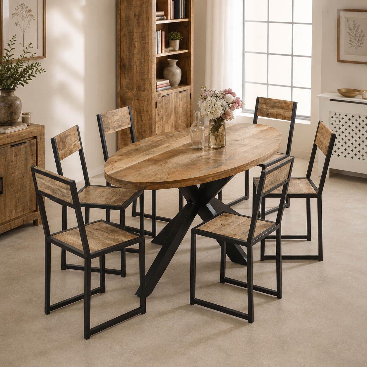 Sundara Oval Dining Table 6–8 Seater – Solid Mango Wood