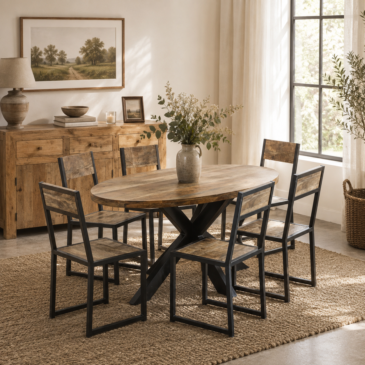 Sundara Oval Dining Table 6–8 Seater – Solid Mango Wood