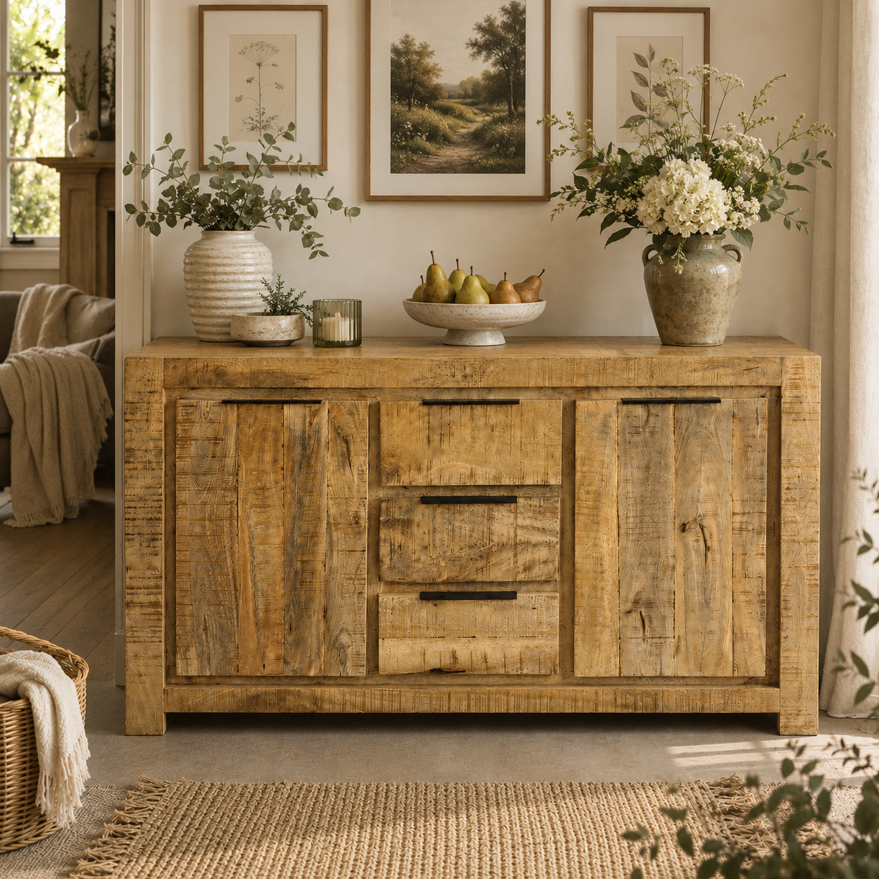 Sundara Large Sideboard – Solid Mango Wood