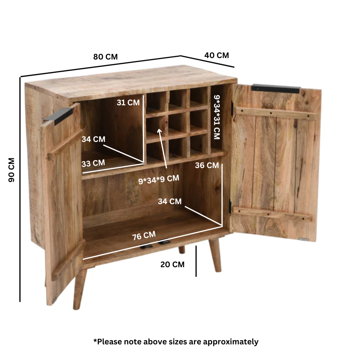 Sundara Drinks Cabinet – Solid Mango Wood