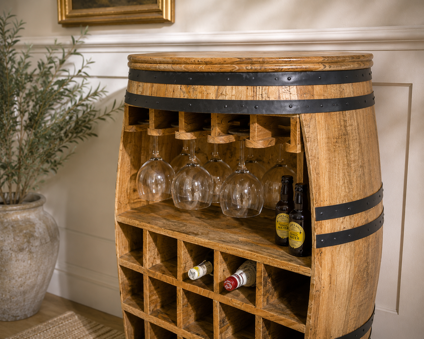 Sundara Barrel Drinks Cabinet – Solid Mango Wood