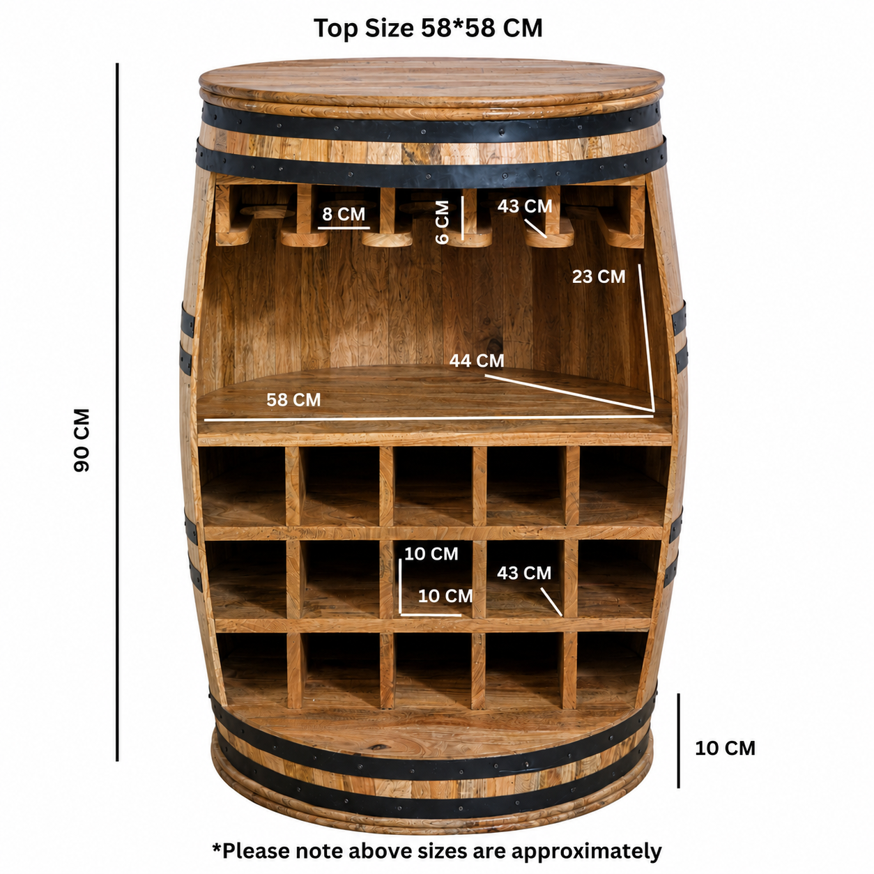Sundara Barrel Drinks Cabinet – Solid Mango Wood