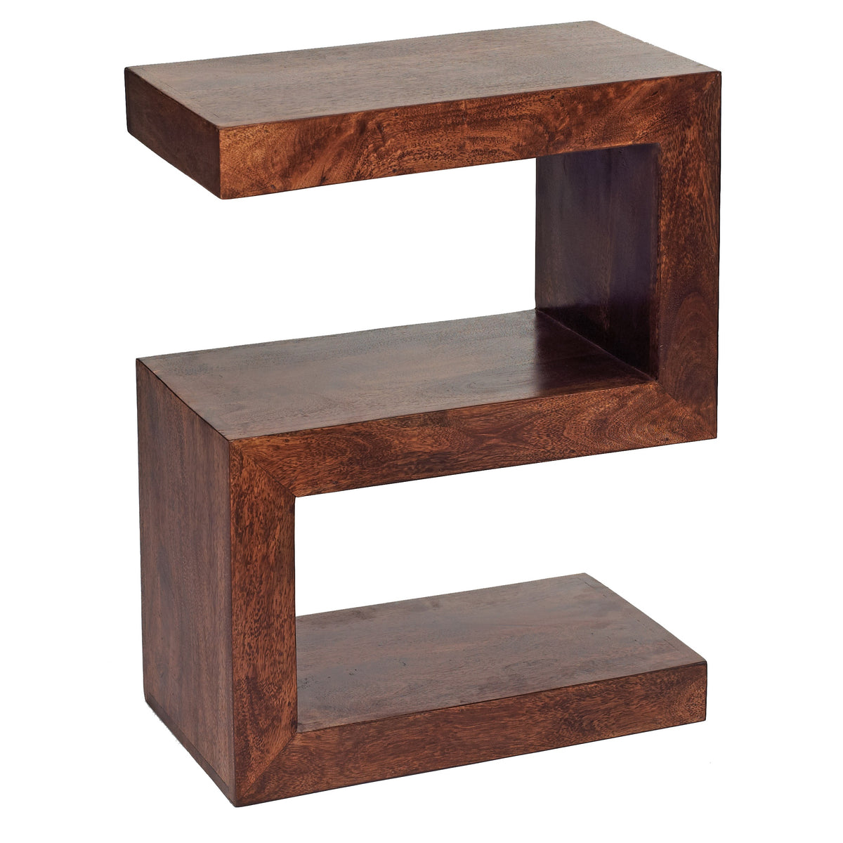 Amrai S-Shaped Display Unit – Dark Mango Wood