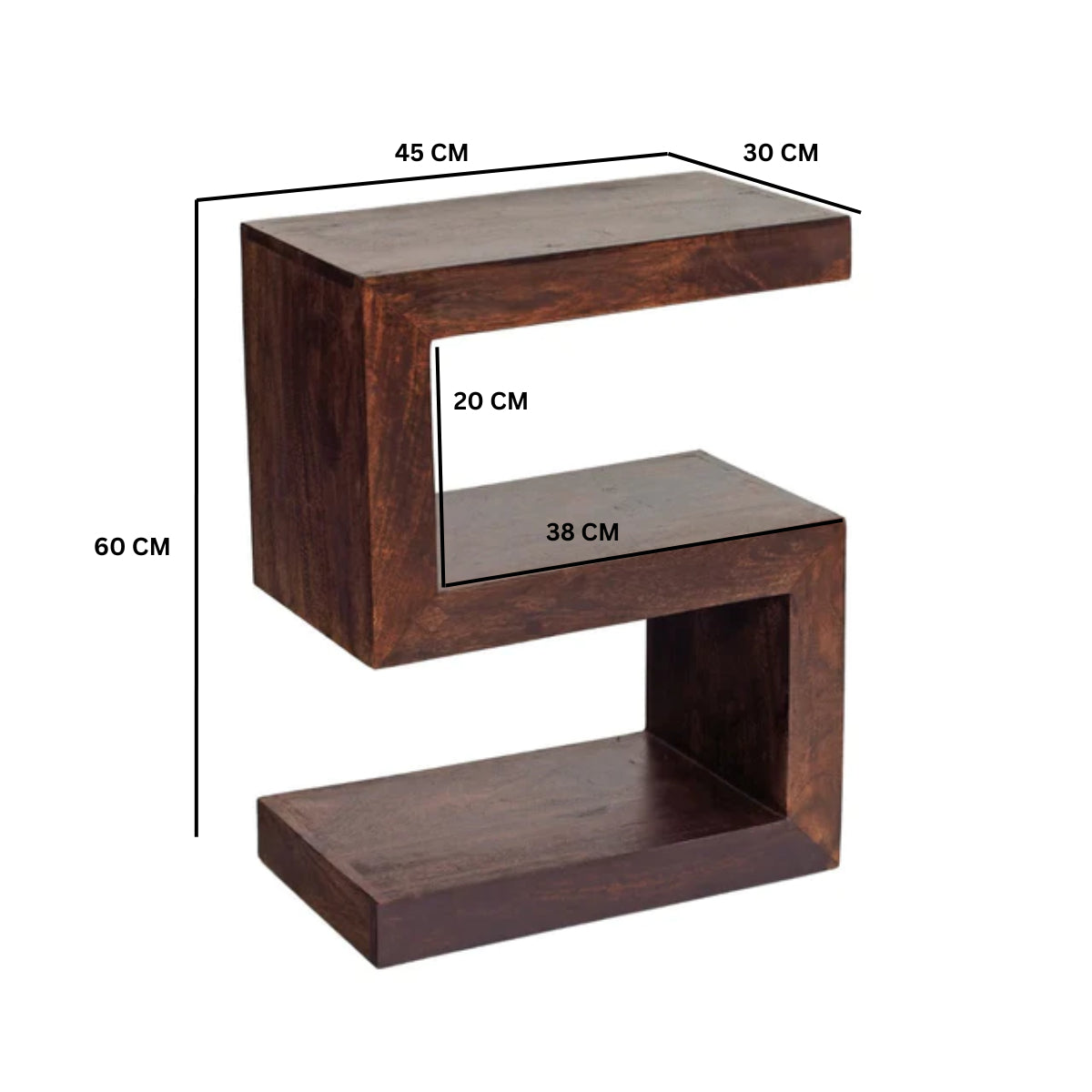 Amrai S-Shaped Display Unit – Dark Mango Wood