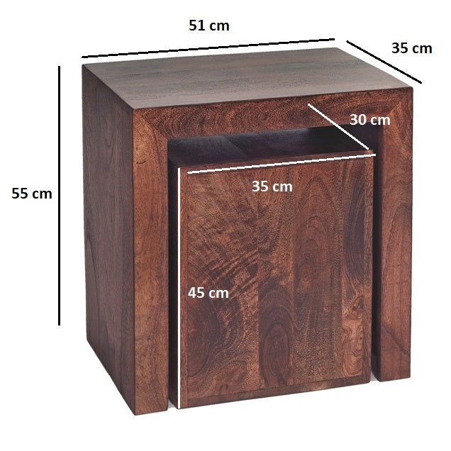 Amrai Cubed Nest of 2 Tables – Dark Mango Wood