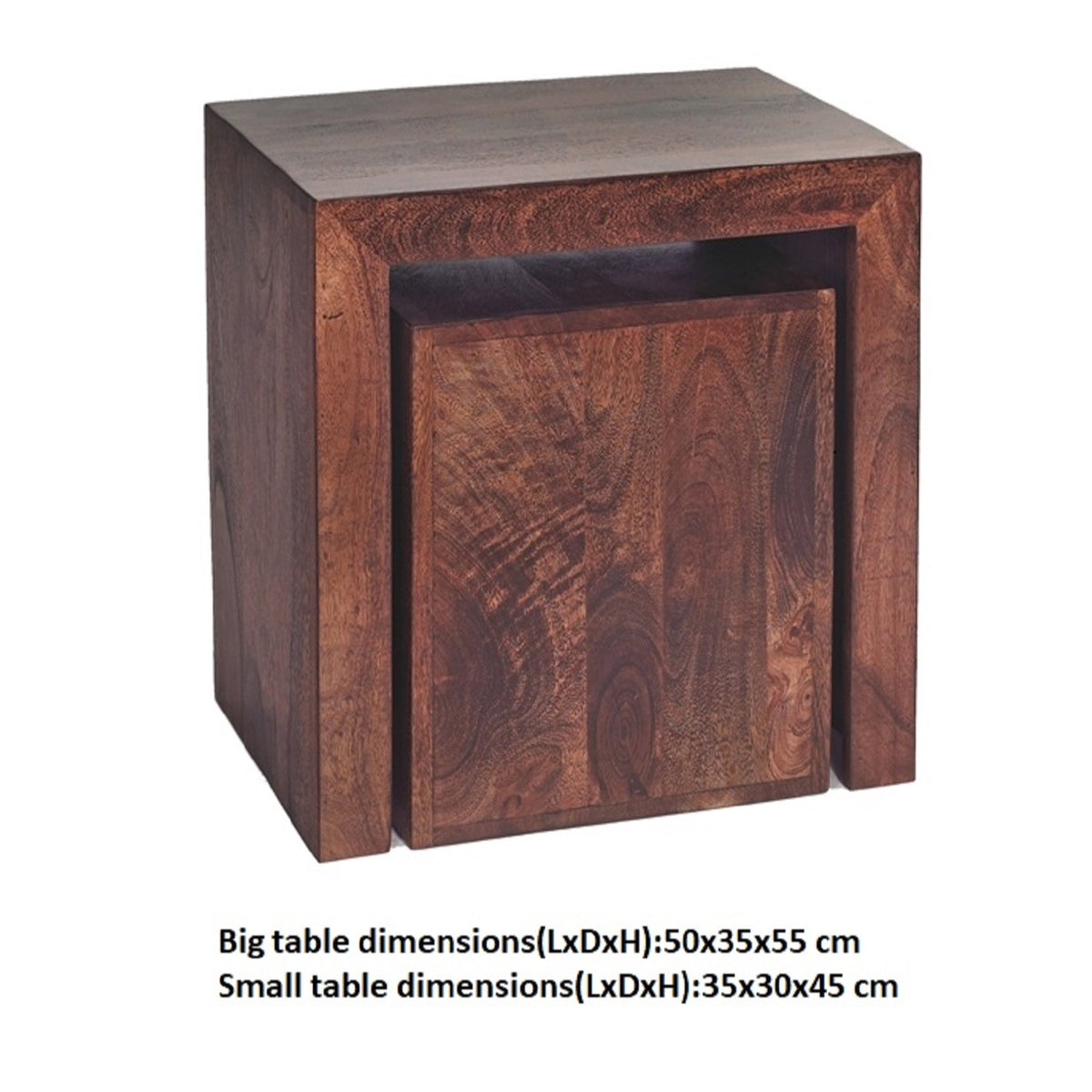 Amrai Cubed Nest of 2 Tables – Dark Mango Wood