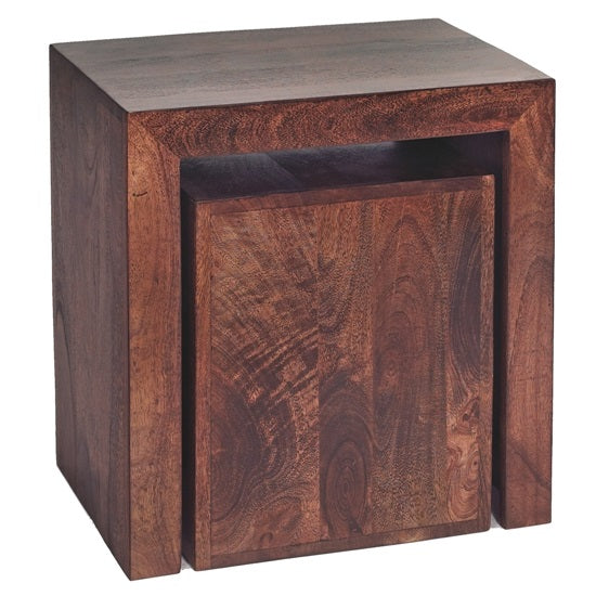 Amrai Cubed Nest of 2 Tables – Dark Mango Wood