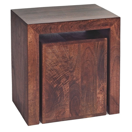 Amrai Cubed Nest of 2 Tables – Dark Mango Wood