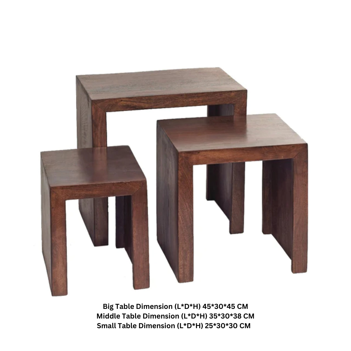 Amrai Nest of 3 Tables – Dark Mango Wood