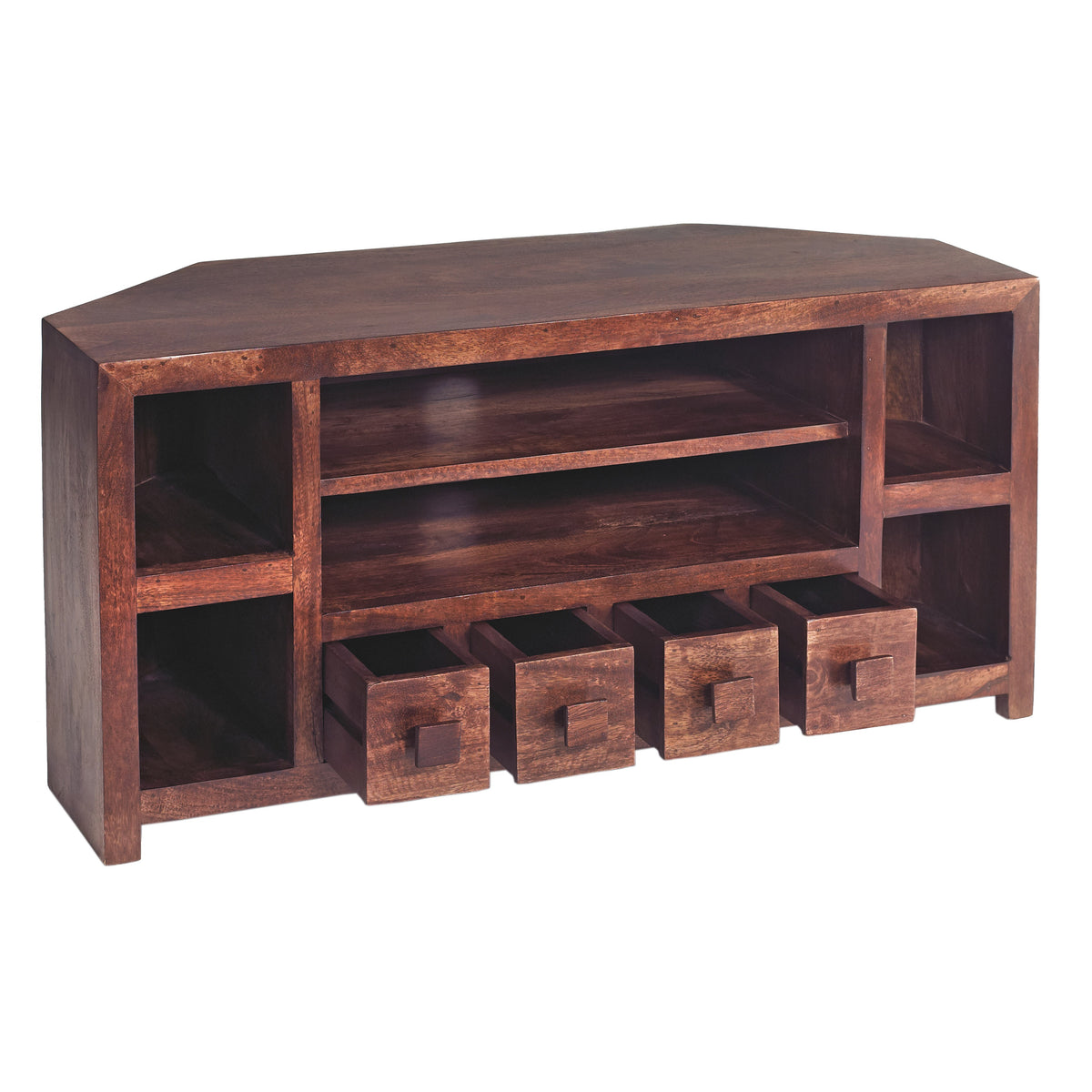 Amrai Corner TV Unit – Dark Mango