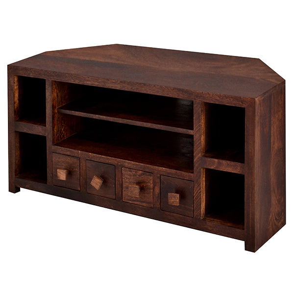 Amrai Corner TV Unit – Dark Mango
