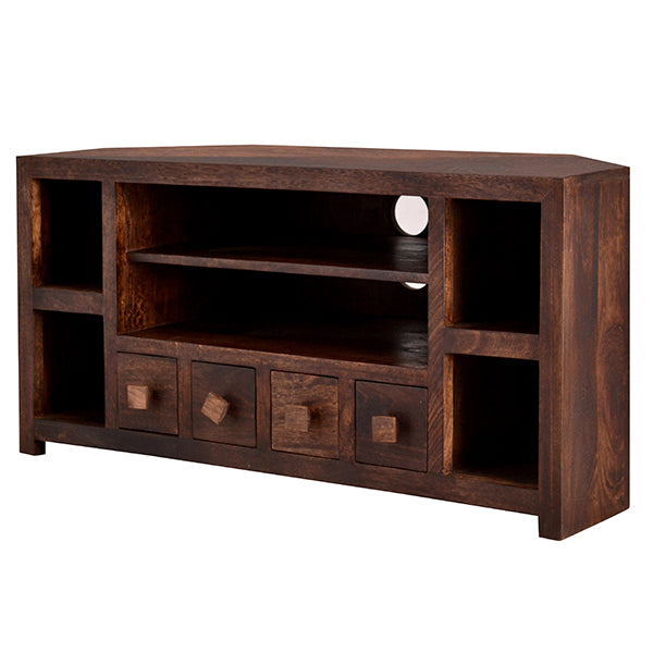 Amrai Corner TV Unit – Dark Mango