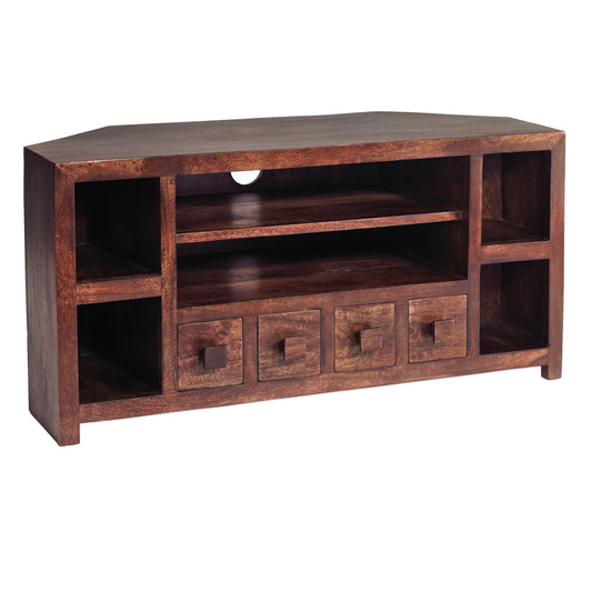 Amrai Corner TV Unit – Dark Mango