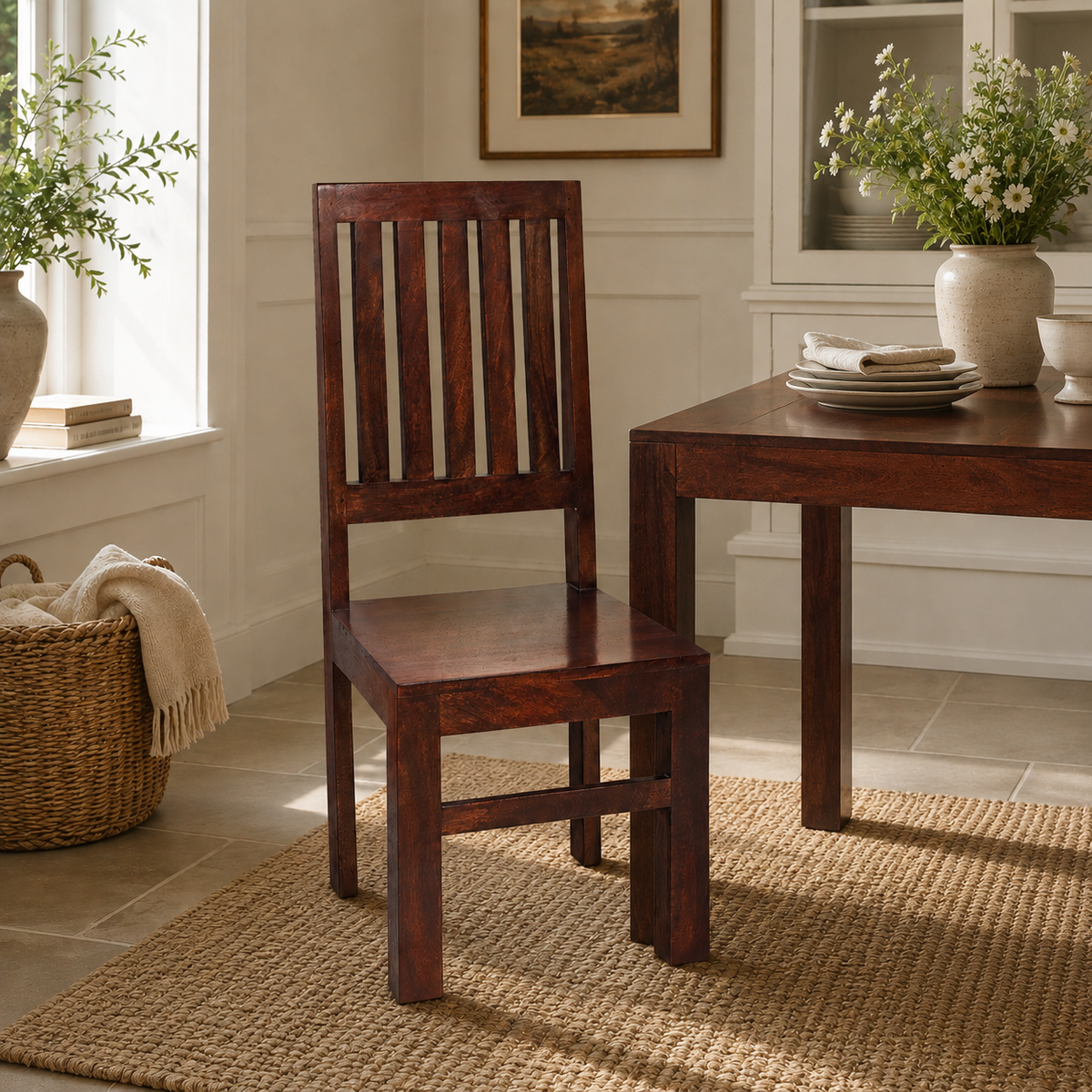 Amrai Slat Back Chair (Set of 2) - Dark Mango Wood