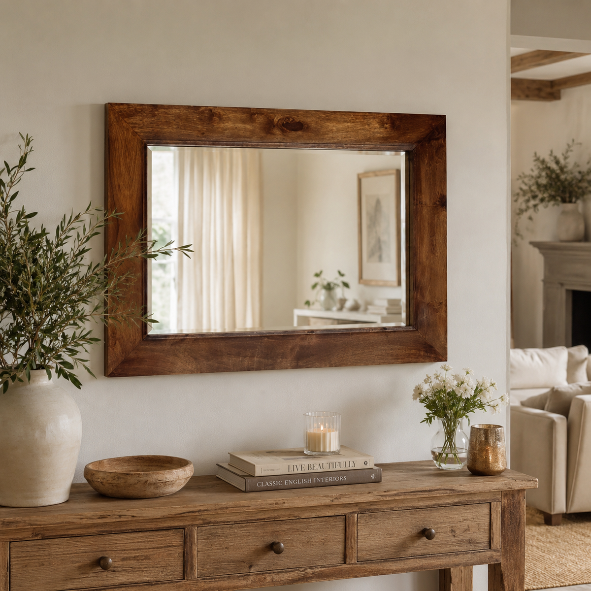 Amrai Wall Mirror  – Dark Mango Wood