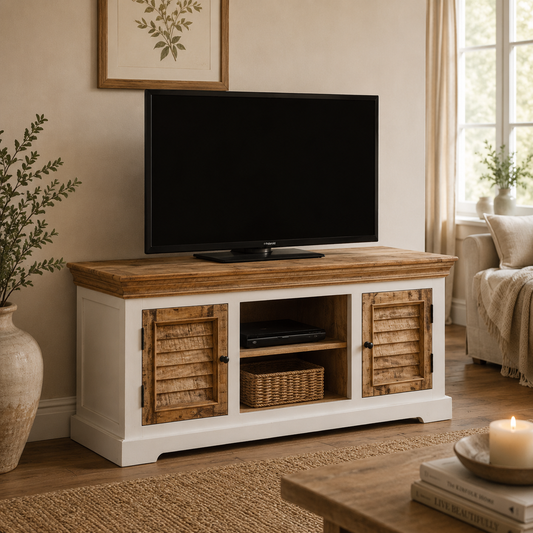Aangan Large TV Cabinet – Solid Mango Wood