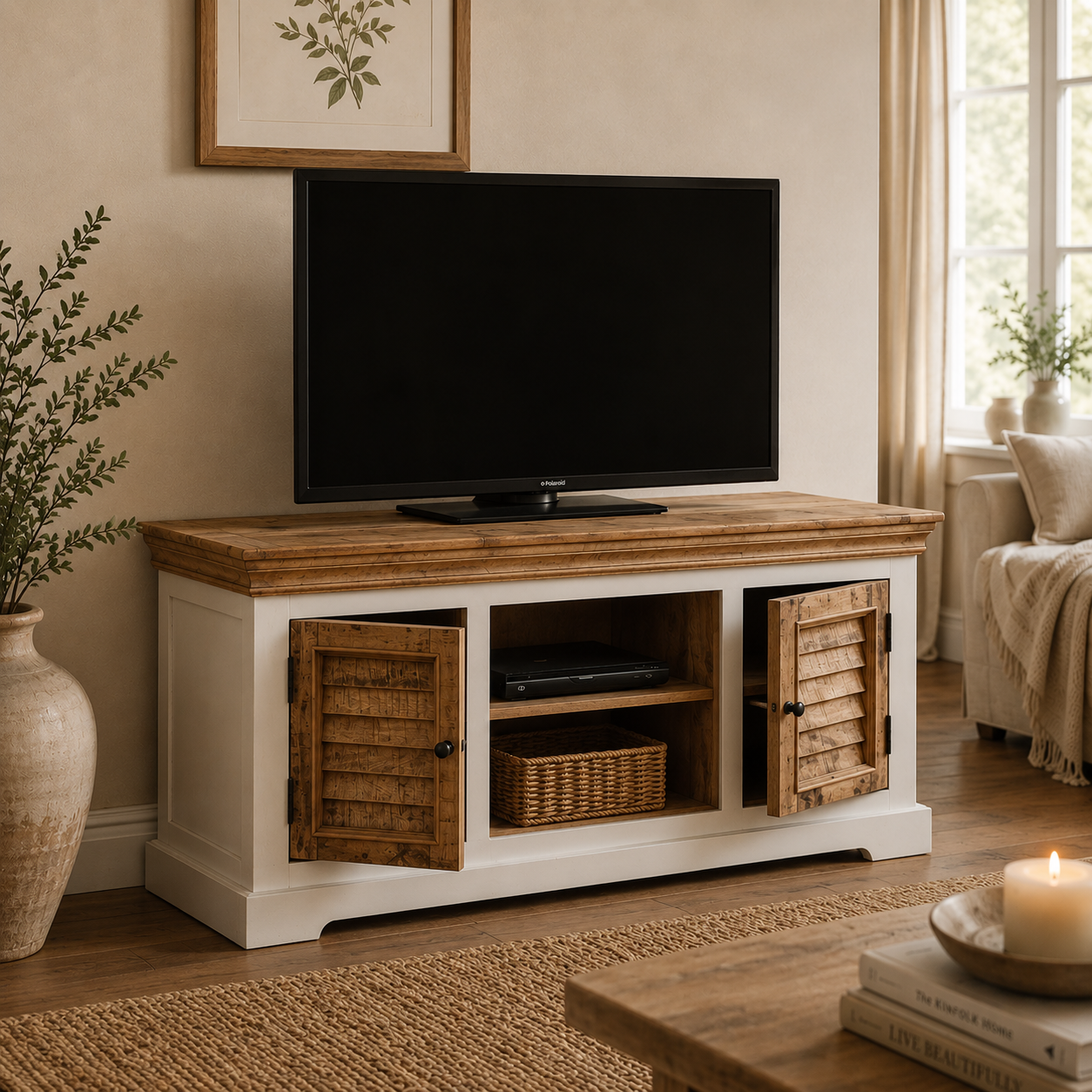 Aangan Large TV Cabinet – Solid Mango Wood