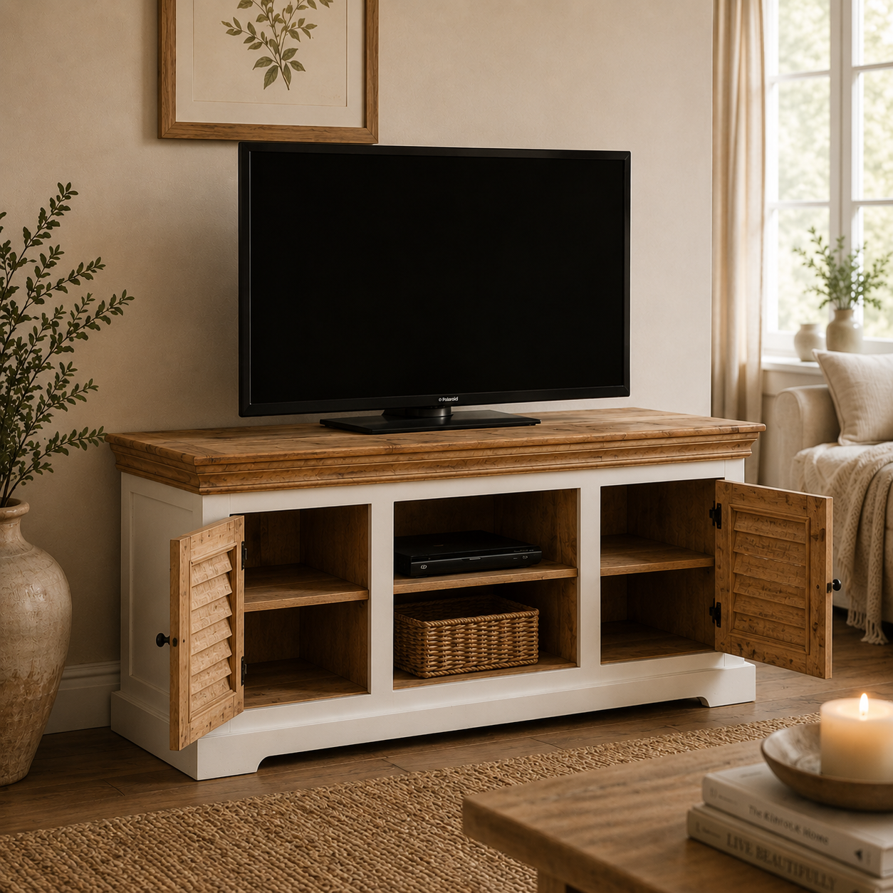 Aangan Large TV Cabinet – Solid Mango Wood